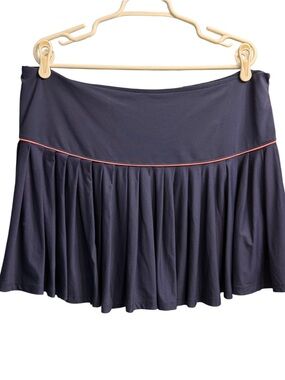 Navy Blue Vineyard Vines Performance Golf Skort Pink Trim Pleated Built-in Short